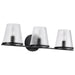 Vanity Nuvo 60-8253 Valentine - 3 Light Vanity - Black Finish - Hammered Glass Nuvo
