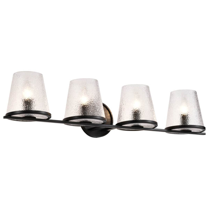 Vanity Nuvo 60-8254 Valentine - 4 Light Vanity - Black Finish - Hammered Glass Nuvo