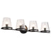 Vanity Nuvo 60-8254 Valentine - 4 Light Vanity - Black Finish - Hammered Glass Nuvo