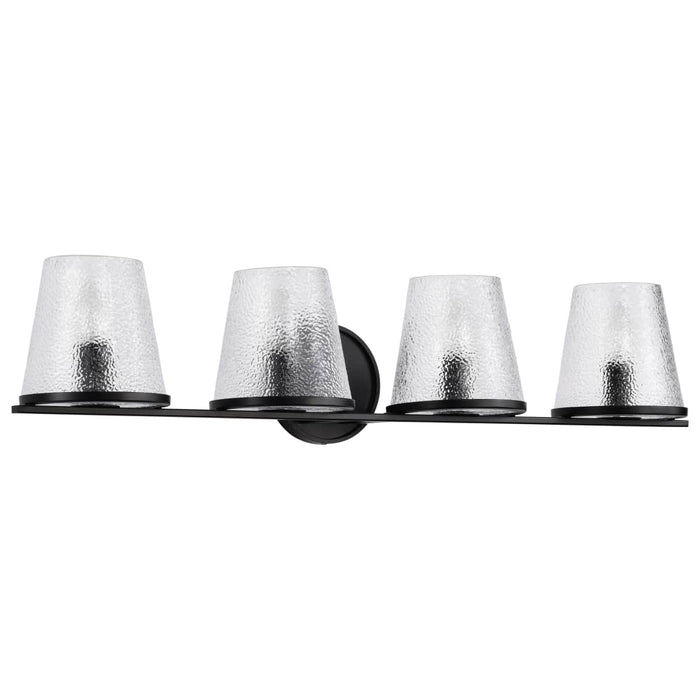 Vanity Nuvo 60-8254 Valentine - 4 Light Vanity - Black Finish - Hammered Glass Nuvo