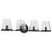 Vanity Nuvo 60-8254 Valentine - 4 Light Vanity - Black Finish - Hammered Glass Nuvo