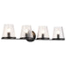 Vanity Nuvo 60-8254 Valentine - 4 Light Vanity - Black Finish - Hammered Glass Nuvo