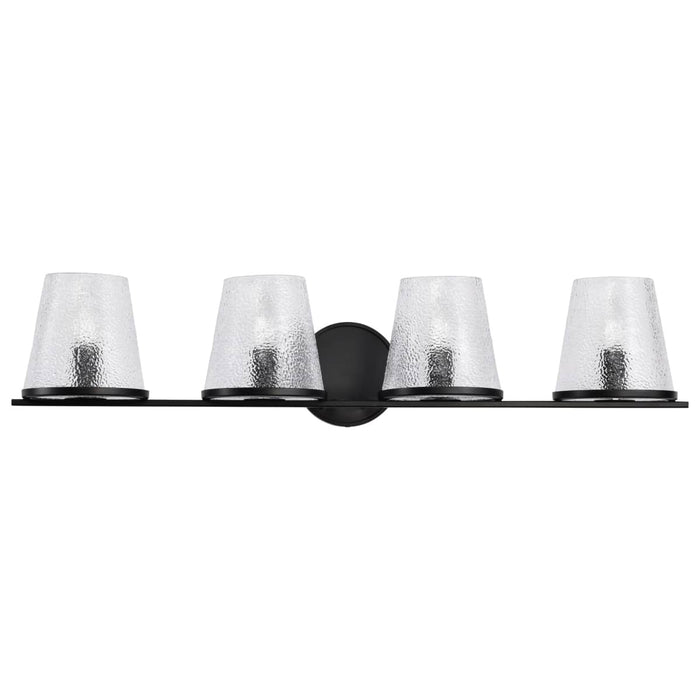 Vanity Nuvo 60-8254 Valentine - 4 Light Vanity - Black Finish - Hammered Glass Nuvo