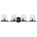 Vanity Nuvo 60-8254 Valentine - 4 Light Vanity - Black Finish - Hammered Glass Nuvo