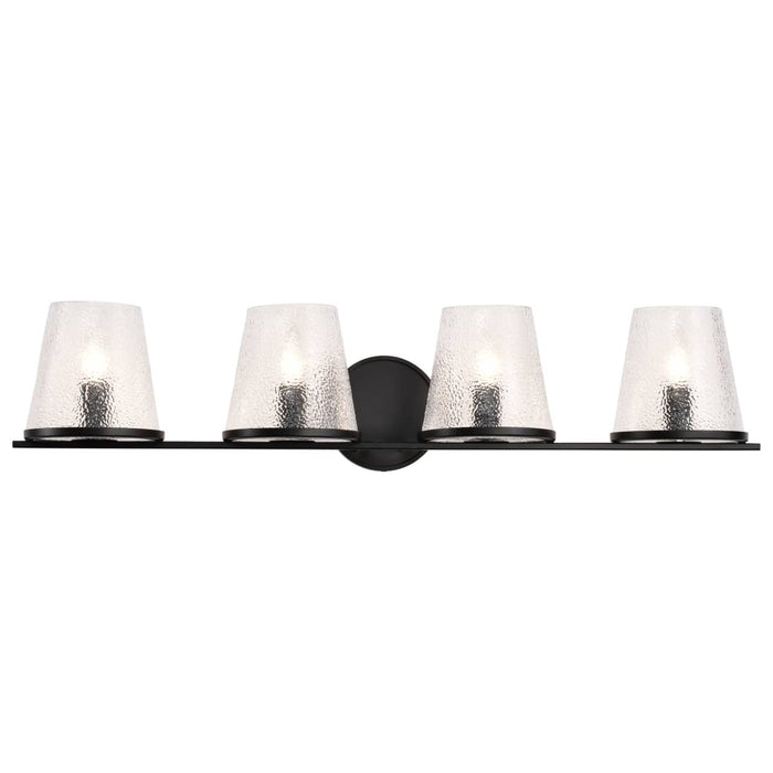 Vanity Nuvo 60-8254 Valentine - 4 Light Vanity - Black Finish - Hammered Glass Nuvo