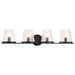 Vanity Nuvo 60-8254 Valentine - 4 Light Vanity - Black Finish - Hammered Glass Nuvo