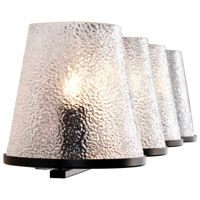 Vanity Nuvo 60-8254 Valentine - 4 Light Vanity - Black Finish - Hammered Glass Nuvo