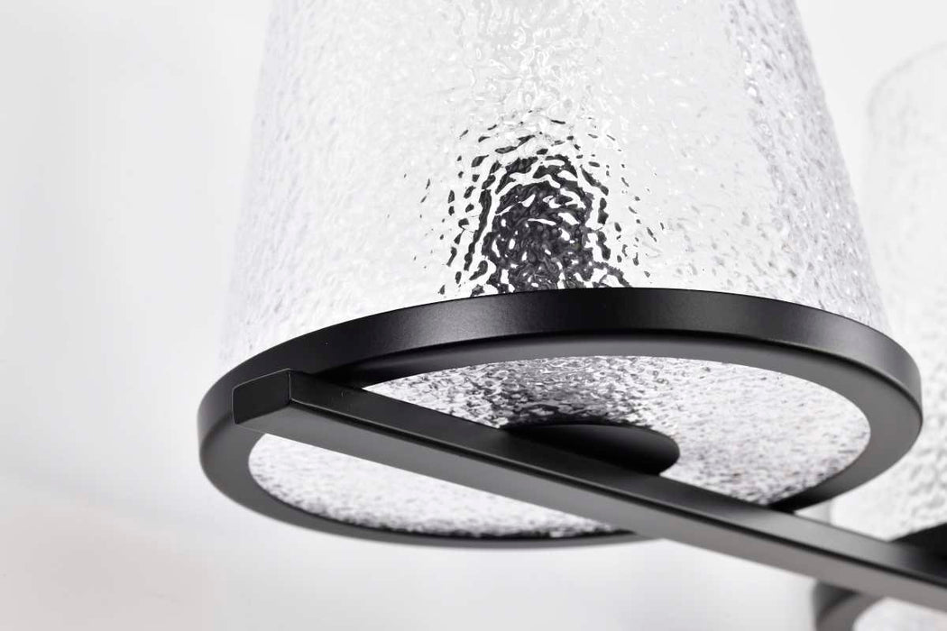 Vanity Nuvo 60-8254 Valentine - 4 Light Vanity - Black Finish - Hammered Glass Nuvo