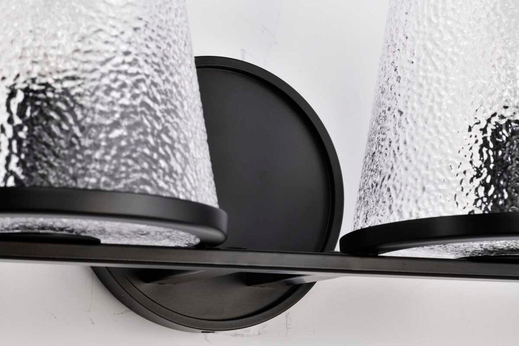 Vanity Nuvo 60-8254 Valentine - 4 Light Vanity - Black Finish - Hammered Glass Nuvo
