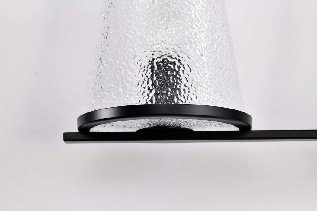 Vanity Nuvo 60-8254 Valentine - 4 Light Vanity - Black Finish - Hammered Glass Nuvo