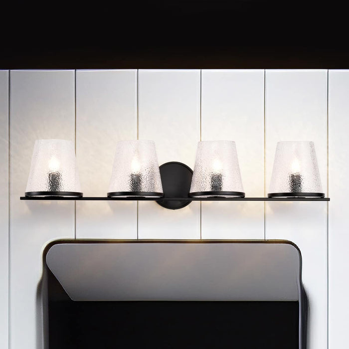Vanity Nuvo 60-8254 Valentine - 4 Light Vanity - Black Finish - Hammered Glass Nuvo