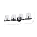 Vanity Nuvo 60-8254 Valentine - 4 Light Vanity - Black Finish - Hammered Glass Nuvo