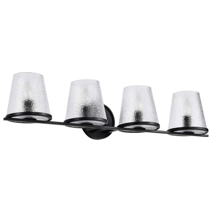 Vanity Nuvo 60-8254 Valentine - 4 Light Vanity - Black Finish - Hammered Glass Nuvo