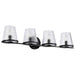 Vanity Nuvo 60-8254 Valentine - 4 Light Vanity - Black Finish - Hammered Glass Nuvo