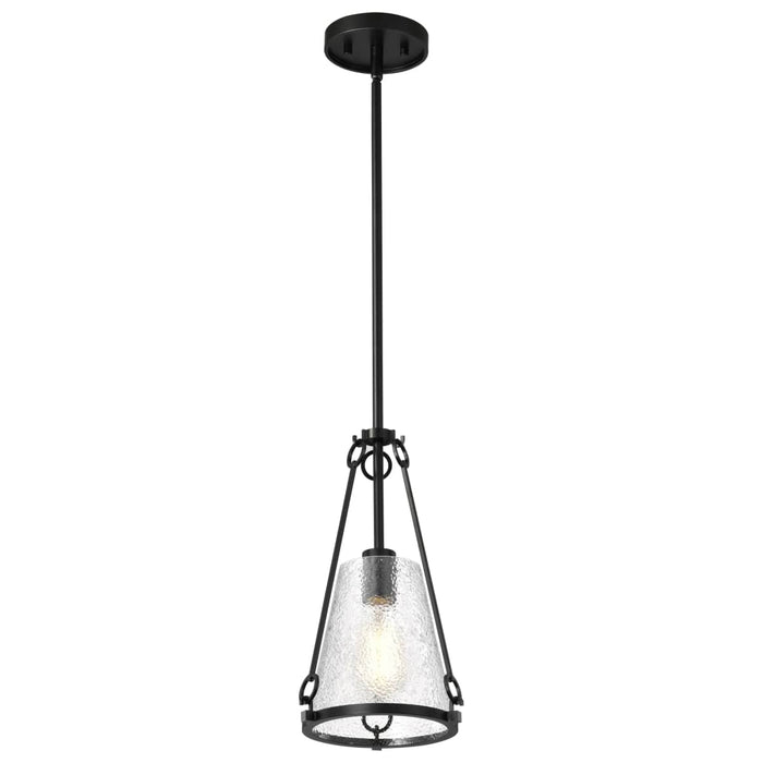 Pendant Nuvo 60-8255 Valentine - Small Pendant - Black Finish - Hammered Glass Nuvo