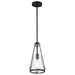 Pendant Nuvo 60-8255 Valentine - Small Pendant - Black Finish - Hammered Glass Nuvo