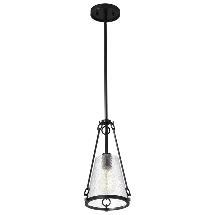 Pendant Nuvo 60-8255 Valentine - Small Pendant - Black Finish - Hammered Glass Nuvo