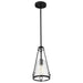 Pendant Nuvo 60-8255 Valentine - Small Pendant - Black Finish - Hammered Glass Nuvo