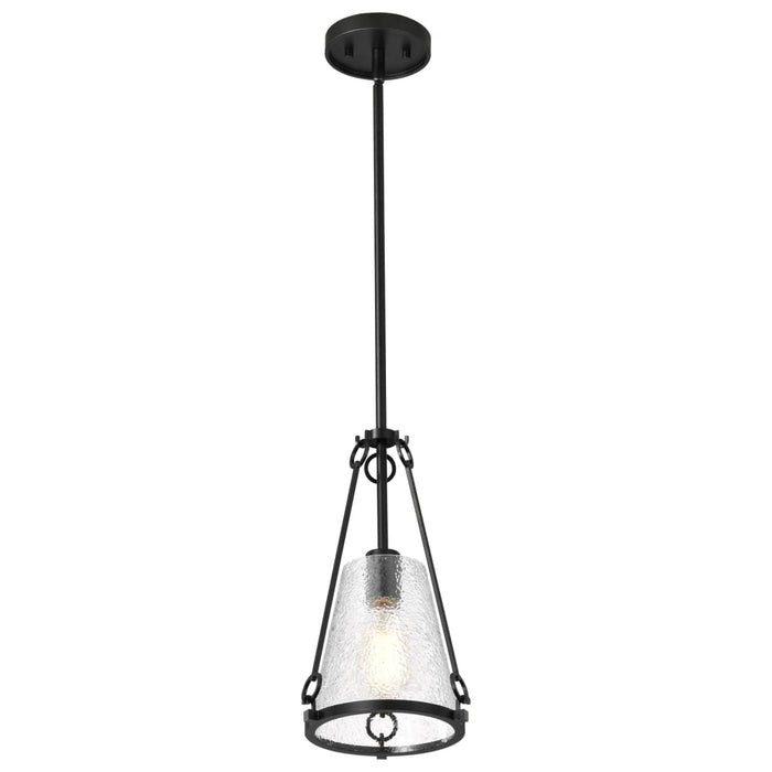 Pendant Nuvo 60-8255 Valentine - Small Pendant - Black Finish - Hammered Glass Nuvo
