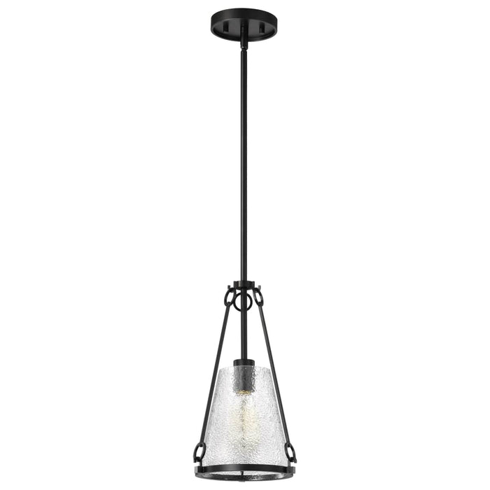 Pendant Nuvo 60-8255 Valentine - Small Pendant - Black Finish - Hammered Glass Nuvo