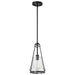 Pendant Nuvo 60-8255 Valentine - Small Pendant - Black Finish - Hammered Glass Nuvo