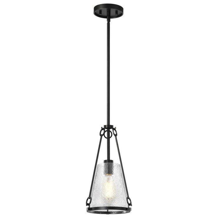 Pendant Nuvo 60-8255 Valentine - Small Pendant - Black Finish - Hammered Glass Nuvo