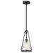 Pendant Nuvo 60-8255 Valentine - Small Pendant - Black Finish - Hammered Glass Nuvo