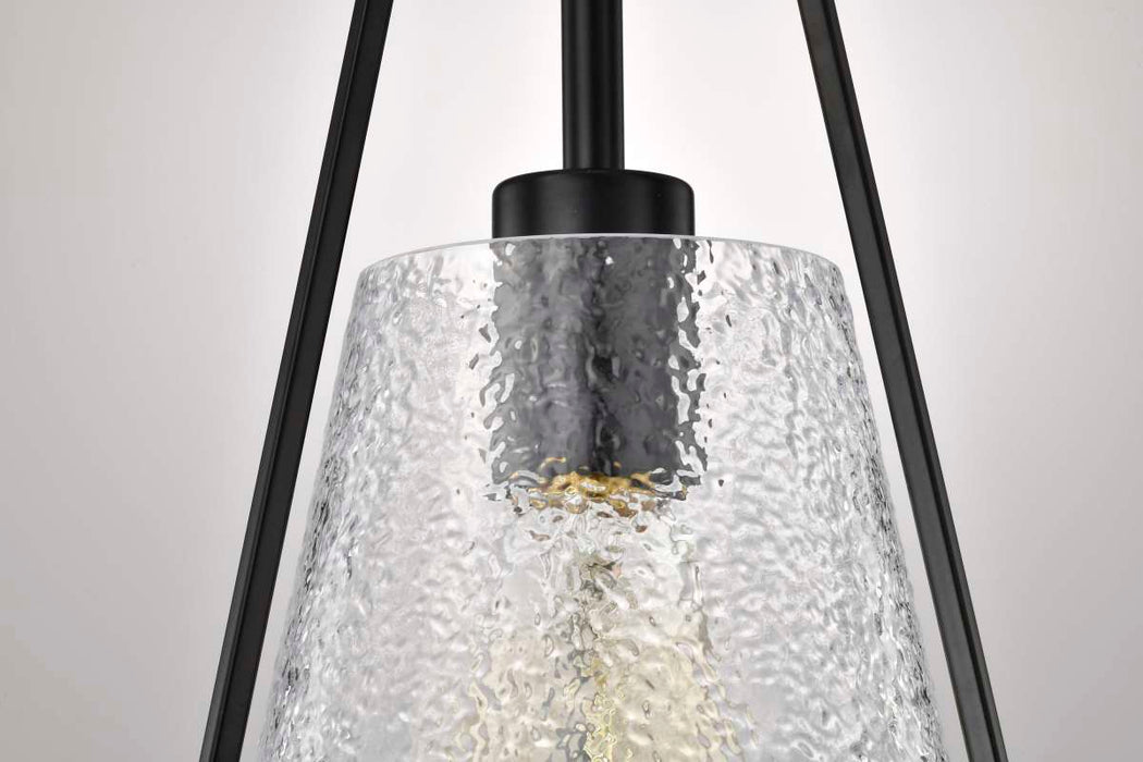 Pendant Nuvo 60-8255 Valentine - Small Pendant - Black Finish - Hammered Glass Nuvo
