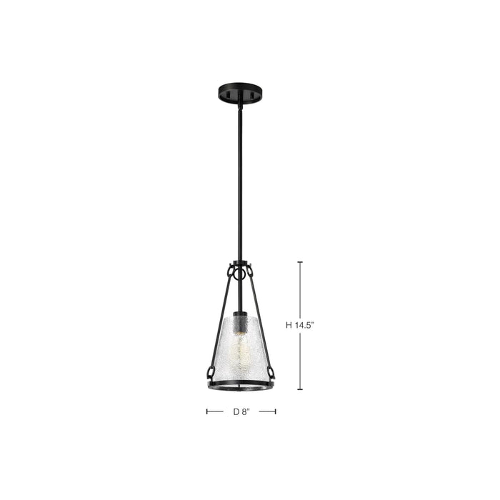 Pendant Nuvo 60-8255 Valentine - Small Pendant - Black Finish - Hammered Glass Nuvo