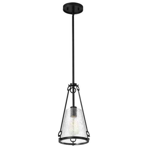 Pendant Nuvo 60-8255 Valentine - Small Pendant - Black Finish - Hammered Glass Nuvo