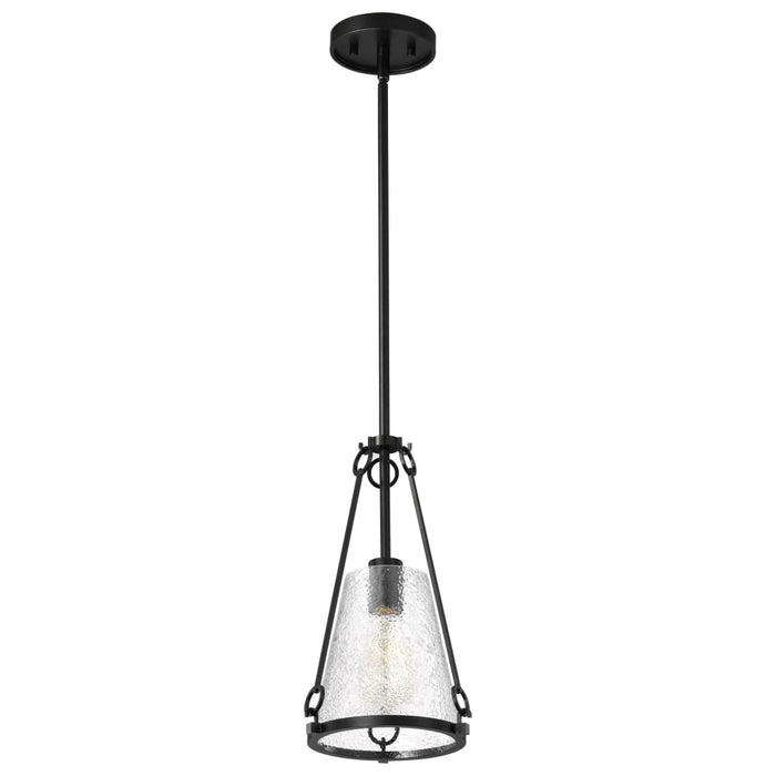 Pendant Nuvo 60-8255 Valentine - Small Pendant - Black Finish - Hammered Glass Nuvo