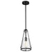 Pendant Nuvo 60-8255 Valentine - Small Pendant - Black Finish - Hammered Glass Nuvo