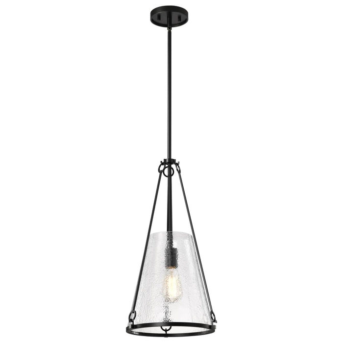 Pendant Nuvo 60-8256 Valentine - Medium Pendant - Black Finish - Hammered Glass Nuvo