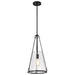Pendant Nuvo 60-8256 Valentine - Medium Pendant - Black Finish - Hammered Glass Nuvo