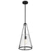 Pendant Nuvo 60-8256 Valentine - Medium Pendant - Black Finish - Hammered Glass Nuvo