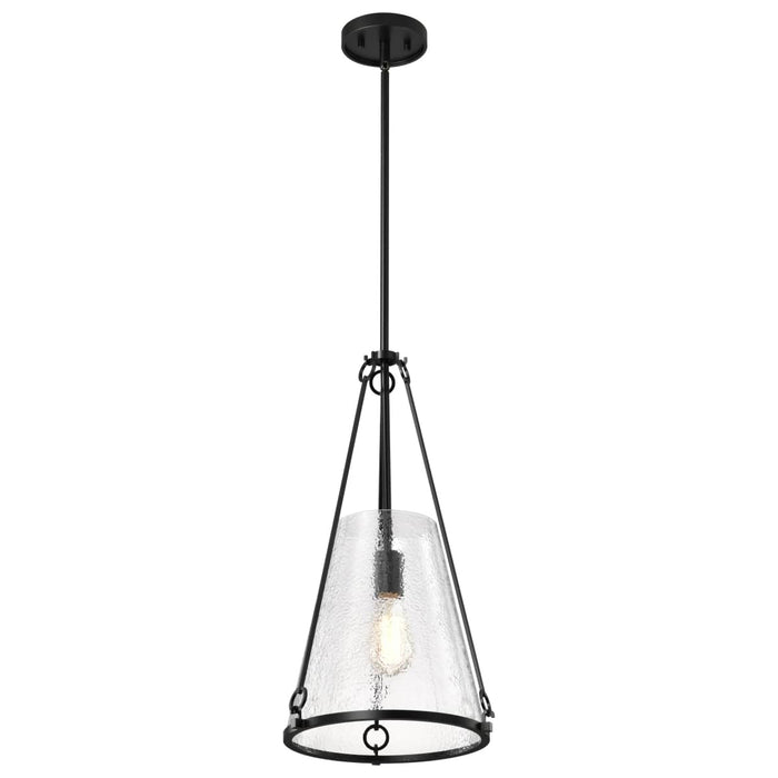 Pendant Nuvo 60-8256 Valentine - Medium Pendant - Black Finish - Hammered Glass Nuvo