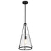 Pendant Nuvo 60-8256 Valentine - Medium Pendant - Black Finish - Hammered Glass Nuvo