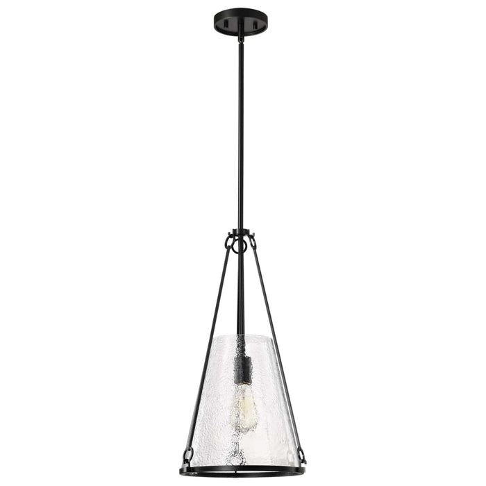 Pendant Nuvo 60-8256 Valentine - Medium Pendant - Black Finish - Hammered Glass Nuvo