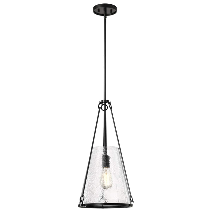 Pendant Nuvo 60-8256 Valentine - Medium Pendant - Black Finish - Hammered Glass Nuvo