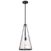 Pendant Nuvo 60-8256 Valentine - Medium Pendant - Black Finish - Hammered Glass Nuvo