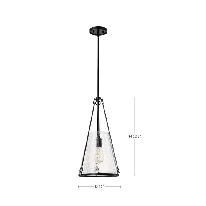 Pendant Nuvo 60-8256 Valentine - Medium Pendant - Black Finish - Hammered Glass Nuvo