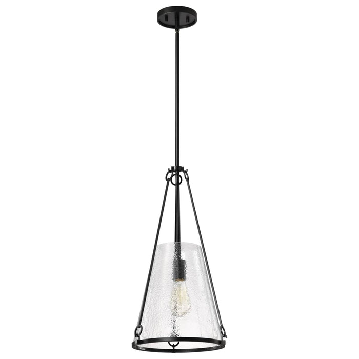 Pendant Nuvo 60-8256 Valentine - Medium Pendant - Black Finish - Hammered Glass Nuvo