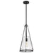 Pendant Nuvo 60-8256 Valentine - Medium Pendant - Black Finish - Hammered Glass Nuvo