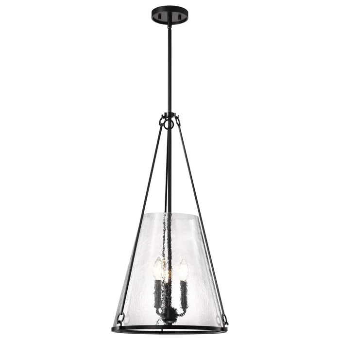 Pendant Nuvo 60-8257 Valentine - Large Pendant - Black Finish - Hammered Glass Nuvo