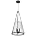 Pendant Nuvo 60-8257 Valentine - Large Pendant - Black Finish - Hammered Glass Nuvo