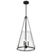 Pendant Nuvo 60-8257 Valentine - Large Pendant - Black Finish - Hammered Glass Nuvo