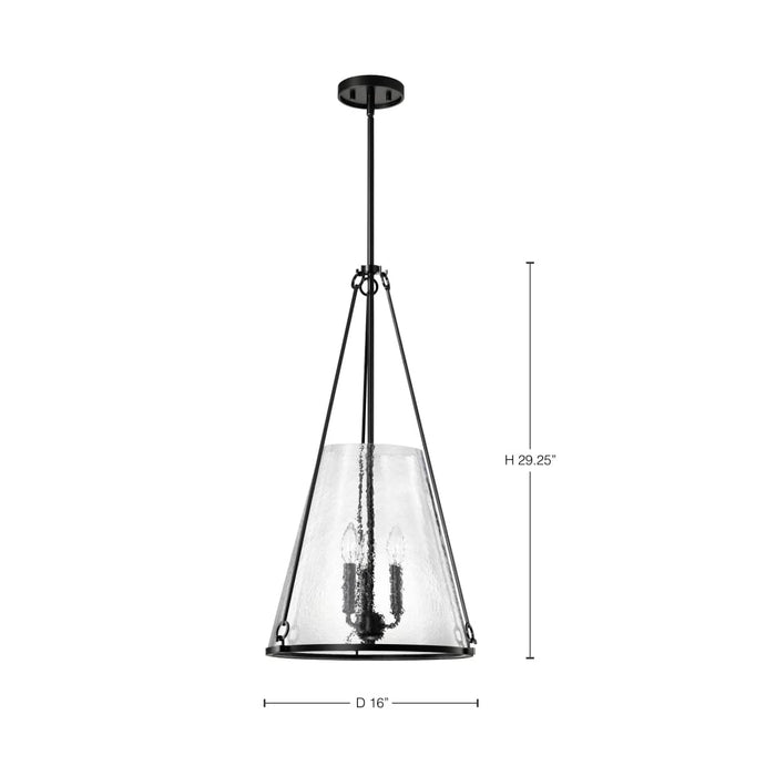 Pendant Nuvo 60-8257 Valentine - Large Pendant - Black Finish - Hammered Glass Nuvo
