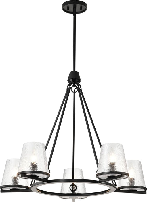 Chandelier Nuvo 60-8258 Valentine - 5 Light Chandelier - Black Finish - Hammered Glass Nuvo