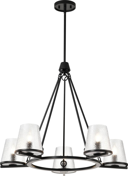 Chandelier Nuvo 60-8258 Valentine - 5 Light Chandelier - Black Finish - Hammered Glass Nuvo