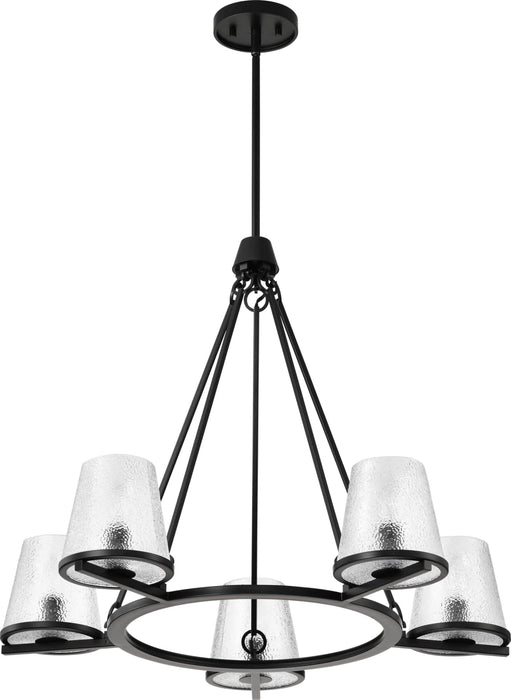 Chandelier Nuvo 60-8258 Valentine - 5 Light Chandelier - Black Finish - Hammered Glass Nuvo
